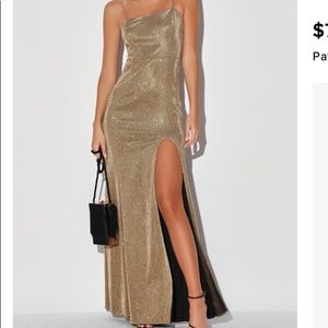Lulus Metallic Gold Glitter Mermaid Dress